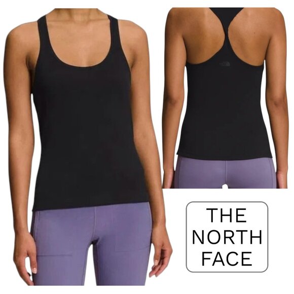 NWT The North Face Black Active Ribbed Stretch Racerback Tank L Yoga Running Gym - Picture 1 of 9
